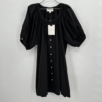 Pomander Place by Tuckernuck Black Cassia Oversized Button Front Mini Dress  sz M | eBay