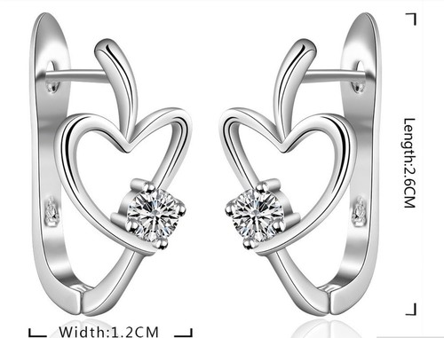 925 Sterling Silver Heart Hoop Earrings Crystal Ladies Girls Gift Bag UK - Picture 2 of 3