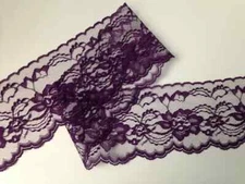 Plum Purple Scalloped Edge Lace Trim, 4 Inches Wide, 5 YARDS