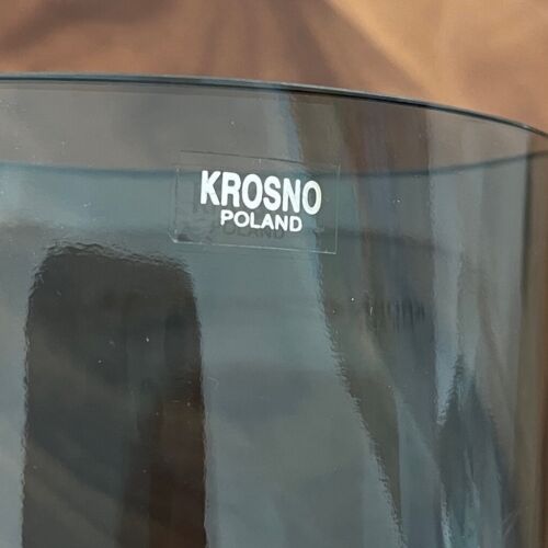 KROSNO Poland Small Oval Dark Smoky Blue Glass Vase Modern Minimalist Decor - Picture 2 of 16