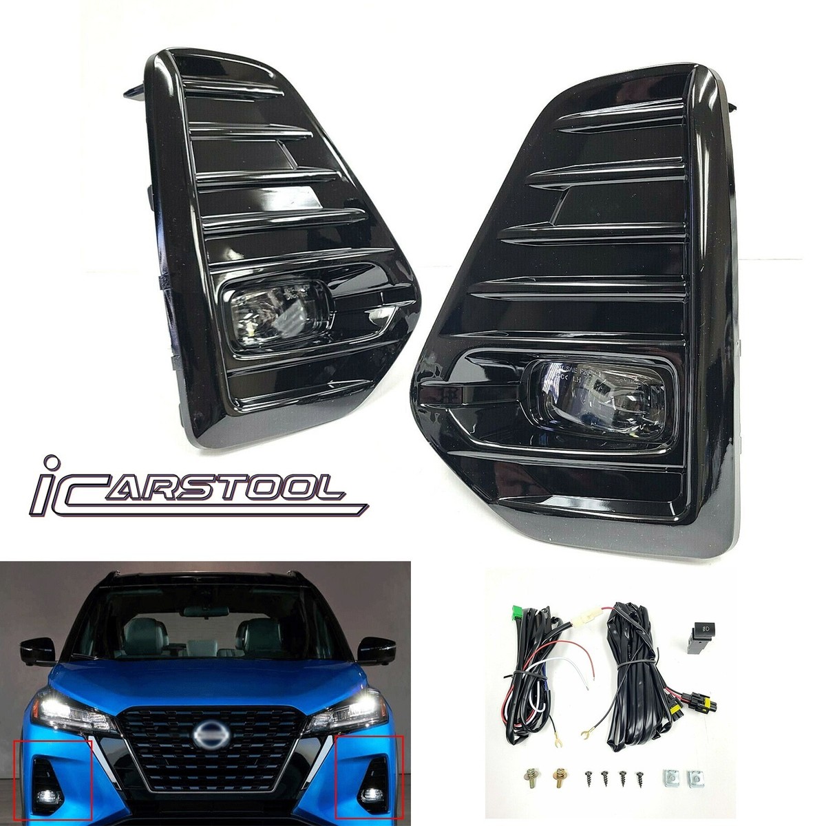【非売品】光と風 近畿 Currents of Light and Air Clear Lens LED Fog Light Kit For 2021-2024 Nissan Kicks Black