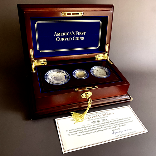 2014 W America's First Curved Coins 3-Coin Set Baseball Proof Gold Silver RC738 - Picture 10 of 19