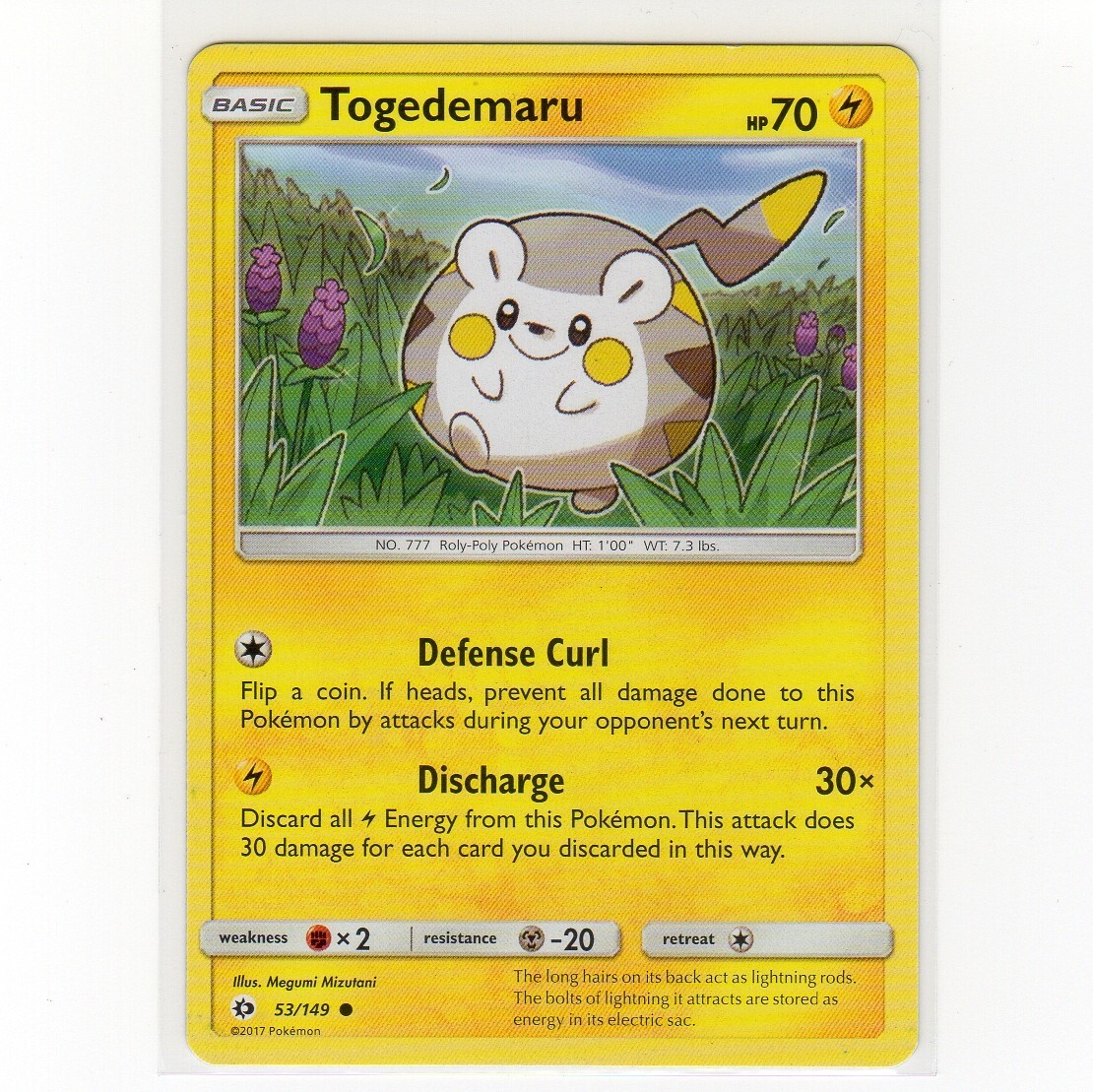 Pokemon TCG Togedemaru 53/149 SM Base Set Regular Common Card 2017 EN-LP