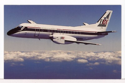 BEX/DELTA Connection Saab 340 in Flight 1990's Airline Postcard