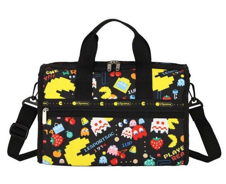 LeSportsac 1974 Power Pellets Pac-Man G842 Small Weekender Duffel Bag Tote Purse