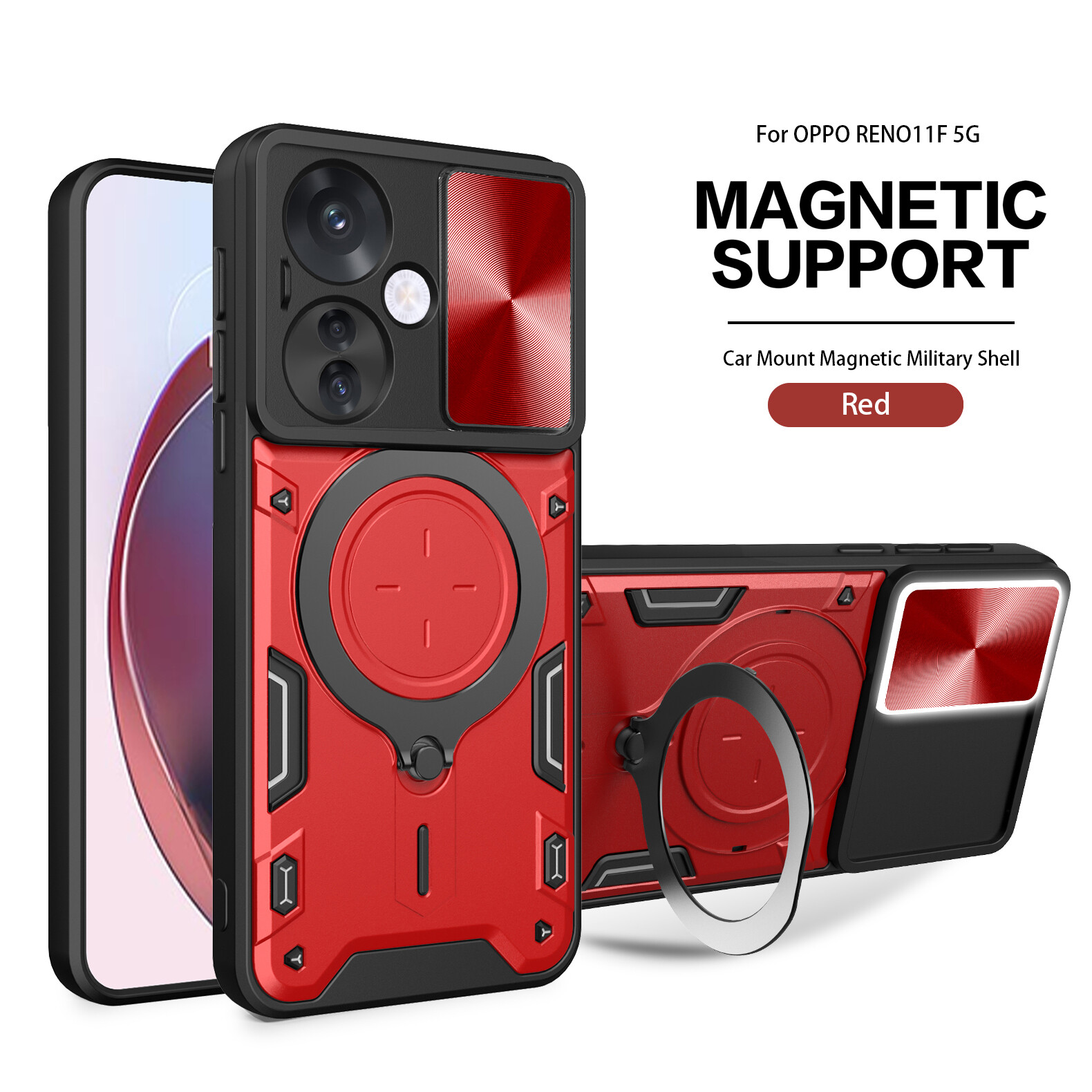 Oppo Reno11 F 5G Luxury Magnetic Slide Lens Cover Case with Camera Protection