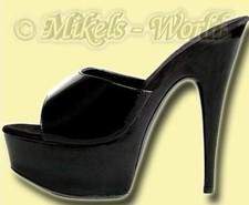 Talons Hauts - Plateforme Vernis Mule Carmen Noir