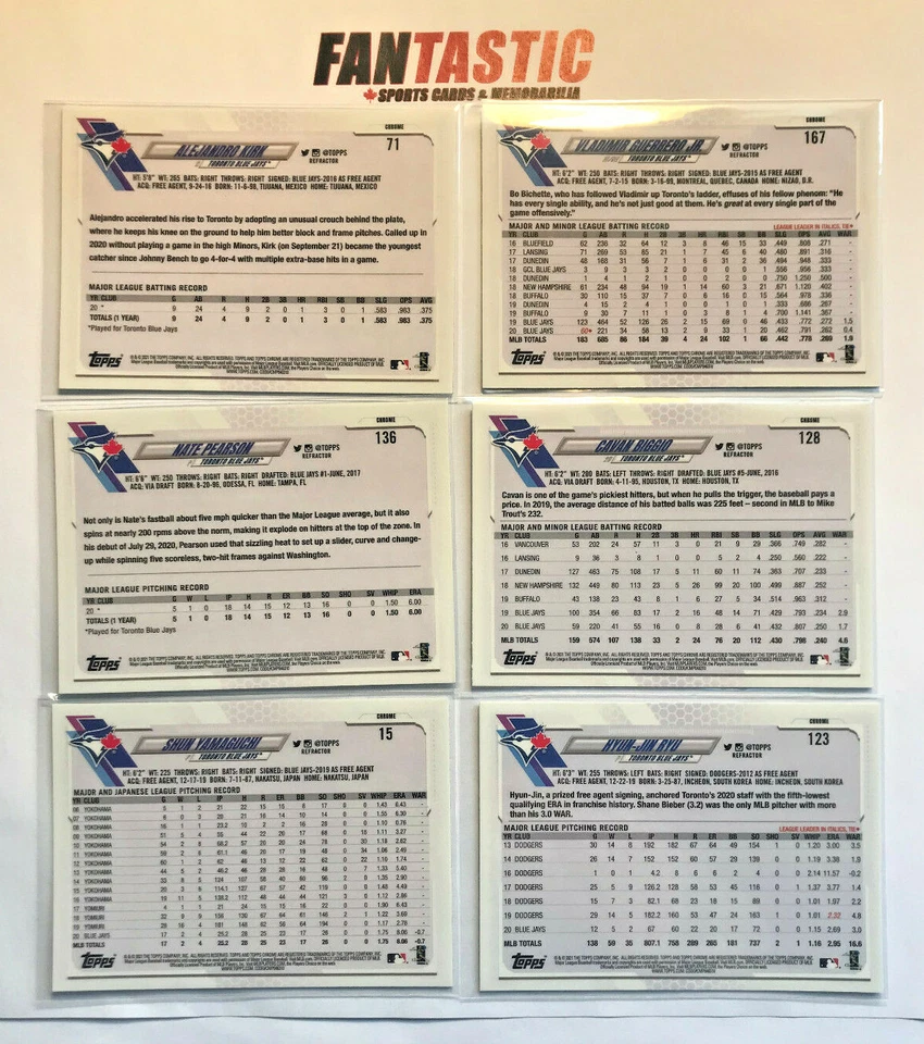 2021 Topps Chrome Refractor YOU PICK Vlad, Ryu , Kirk RC etc - Image 2 of 2