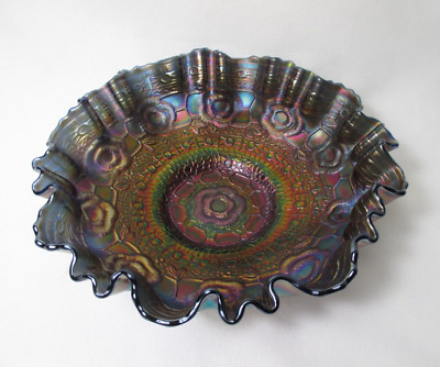 Alte große Fenton Karneval Carnival Glas Schale Jugendstil um 1900