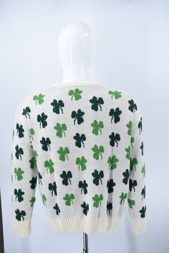 Irish Shamrock AOP St Patrick's Day Acryl Strick Unisex Pullover Größe Medium - Bild 5 von 16