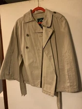 C Wonder Khaki Poncho Double-Breast Belted Size Large NWT