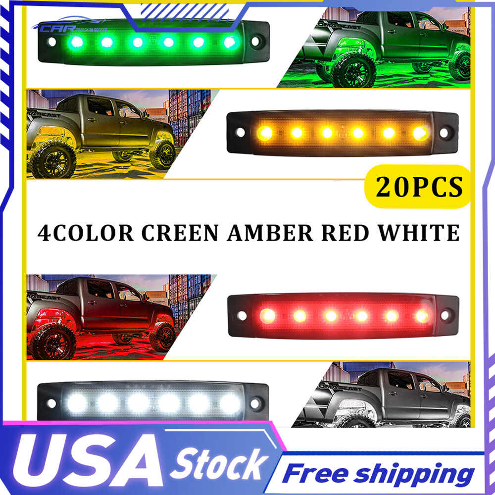 20PCS Multi-Color Side Marker Turn Signal Lights for Trucks and Trailers