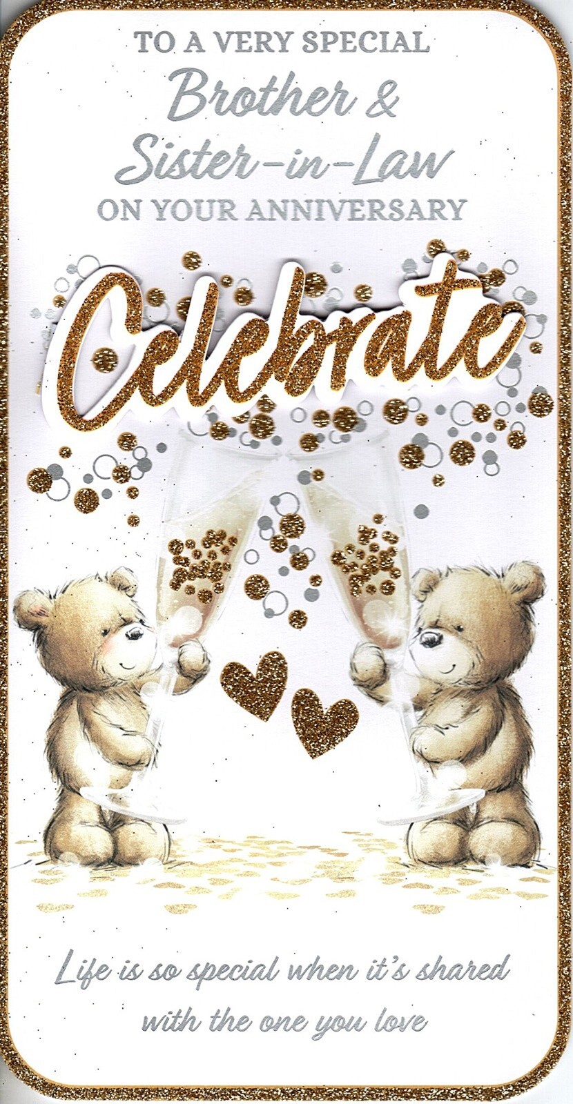 Happy Anniversary Card To A Brother and Sister-in-Law Cute Bears Champagne