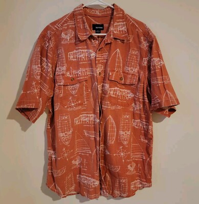 Vintage Basic Editions Mens Nautical Shirt Button Up Sailor XL Vacation Boat