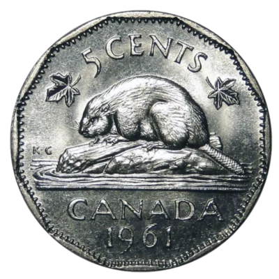 🇨🇦 Rare Canada 5 cents coin, Beaver Nickel, 1961 | eBay