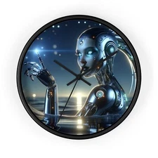 Home Decor Wall Clock Cyborg Siren Digital Art Hyper-Realism