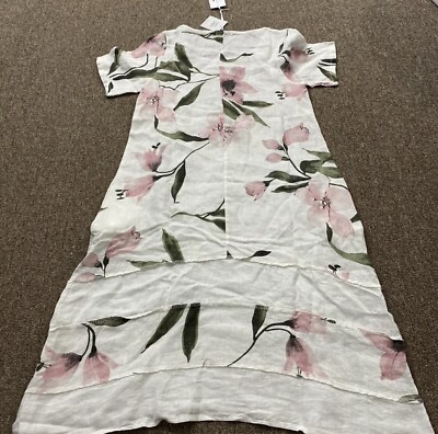 Lungo L'Arno Women Linen Dress Small New NWT Italy White Pink Floral Long | eBay Lungo L'Arno Women Linen Dress Small New NWT Italy White Pink Floral Long | eBay