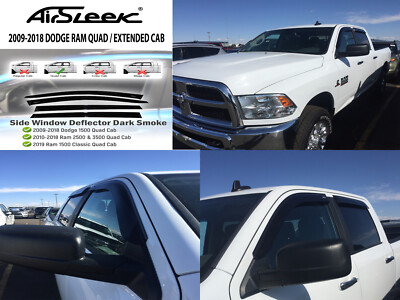 4x For 2009-2018 Dodge Ram 1500 Quad Cab Window Visor Vent Rain Guards Deflector
