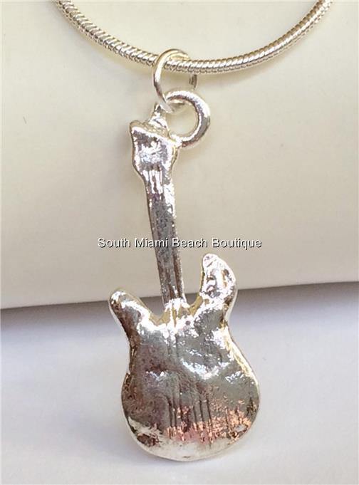 Crystal Bass Guitar Necklace Silver Plated Music Musician Teacher Gift USA eBay