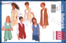 5888 Vintage Butterick SEWING Pattern Misses 1990s Semi Fitted Vest Waistcoat 12