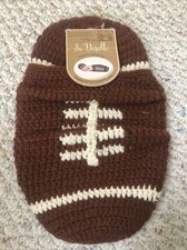 Football Crochet Hat And Diaper Cover Set 0-9 Months Newborn 2 Piece NEW