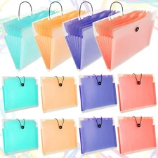Teling 12 Pack 7 Pocket Expanding File Folder Bulk Colored Expandable File
