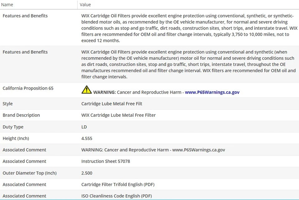 Filtro de aceite de motor OEM WIX para MERCEDES-BENZ E550 2007-2011 V8-5,5 L Foto 3 de 4