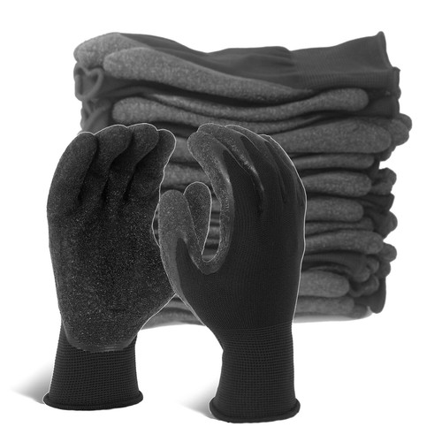 EvridWear 12 Pairs Pack Crinkle Latex Rubber Coated Work Gloves - Picture 3 of 49