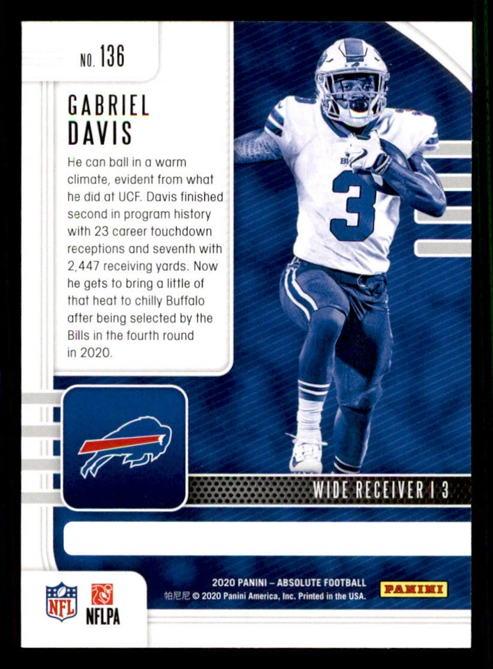 2020 Absolute #136 Gabriel Davis RC - Image 2 of 2