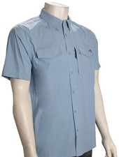 Salty Crew Charter Tech Woven SS Button Down Shirt - Marine Blue - New