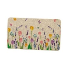 Tulip Lavender Spring Decorative Doormat, Seasonal Flower 17" x 29" Beige