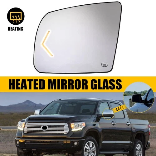 Driver Side Mirror Glass Left with Heated Turn Signal for Toyota Tundra 2007-20