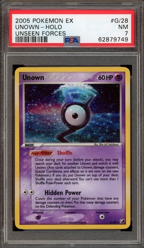 Pokemon Unown EX Unseen Forces Holo Rare #G/28 PSA 7