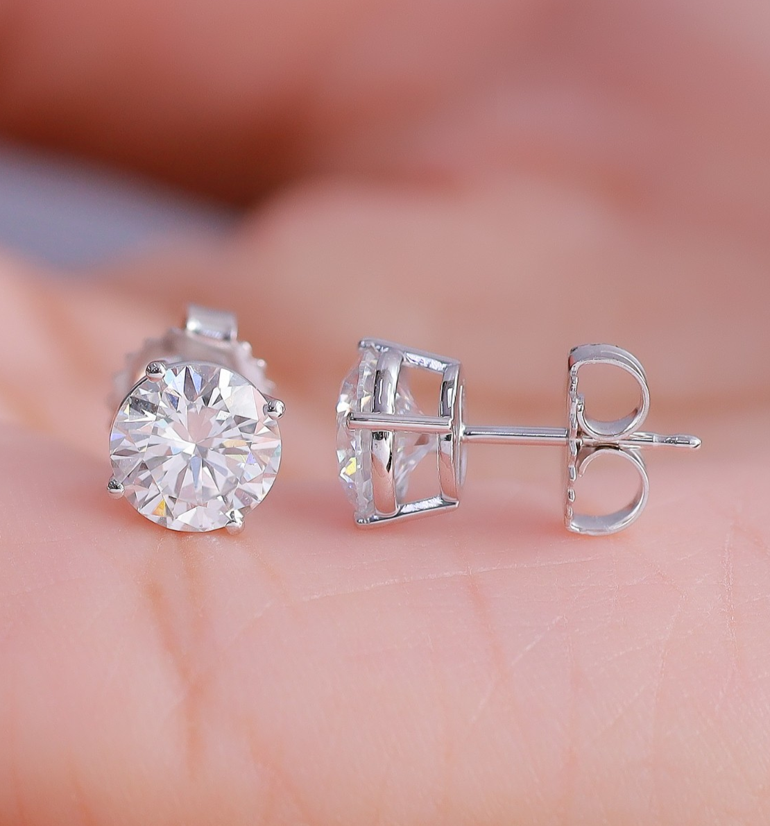 IGI Certified Lab Grown Diamond Stud Earrings Solitaire 14k Solid