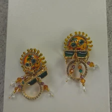 Lunch at the Ritz Earrings Sun La Playa Signed Clip On