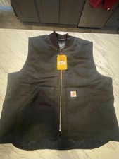Carhartt Duck Vest Mens 2XL Black Insulated Quilt Lined V01-BLK OV0001-M READ 