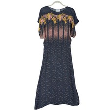 Je Vous Aime by Nancy Bracoloni Women's Black Floral Print Midi Dress