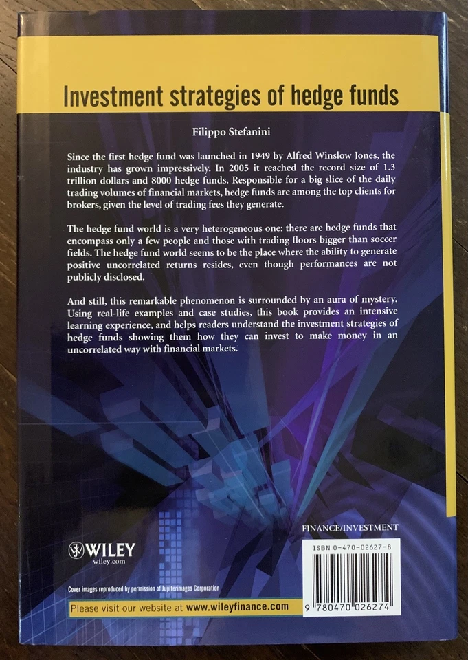 Investment Strategies of Hedge Funds by Filippo Stefanini 2006, HC/DJ “like new” - Image 2 of 4