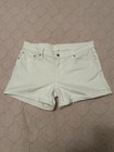 Levis Jean Shorts Womens 32 Mid Length White Denim Cuffed — photo 3