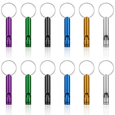 12 Pcs Aluminum Emergency Whistle with Key Chain for Outdoor Sports Hunting