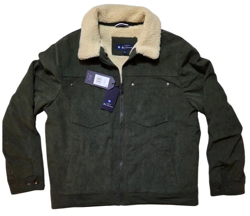 Ben Sherman Men's Large Green Corduroy Jacket Sherpa Collar NWT Size L - product listing photo