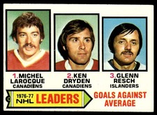 1977-78 Topps Hockey Card Larocque Dryden Resch Goals Against AVG #6 EX+