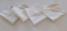 Vintage Delicate Cream Embroidered Handkerchiefs Lot Of 4 Cottage Core