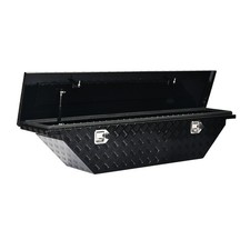 61.5-inch Black Aluminum Angled Truck Bed Toolbox Low Profile Wedge Tool Box