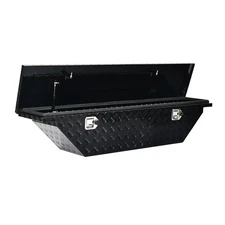 61.5-Inch Black Aluminum Angled Truck Bed Toolbox Low Profile Wedge Tool Box