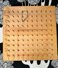 GEOBOARD for Mathematics Solid Wood Square Peg Board 100, 1-10 Open Ended Play