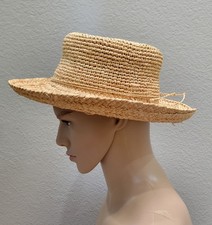 Scala Collection Women's Rolled Brim Natural Straw Hat Braid Logo Org Owner
