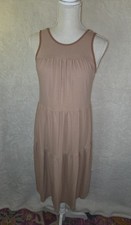 Everlane The Weekend Tiered Midi Dress Sz XS Oak Pink Tan Cotton Boho Sundress