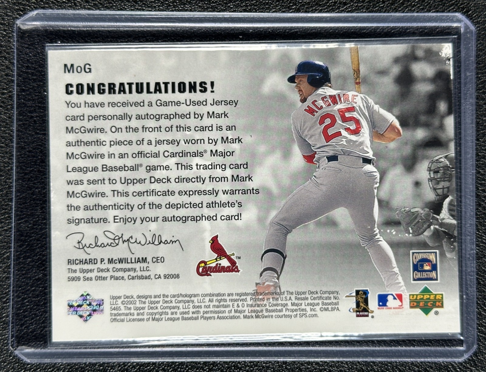 MARK MCGWIRE 2003 UPPER DECK #MOG MARK OF GREATNESS GAME USED JERSEY AUTO view 2