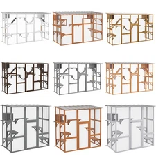 PawHut Catio Playground Outdoor Cat Enclosure Wooden w/ Roof